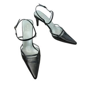 Gucci By Tom Ford Vintage Slingback Leather Pumps Black